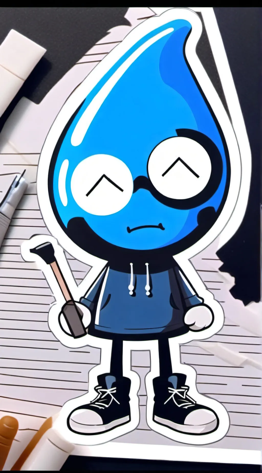ai character: teardrop background