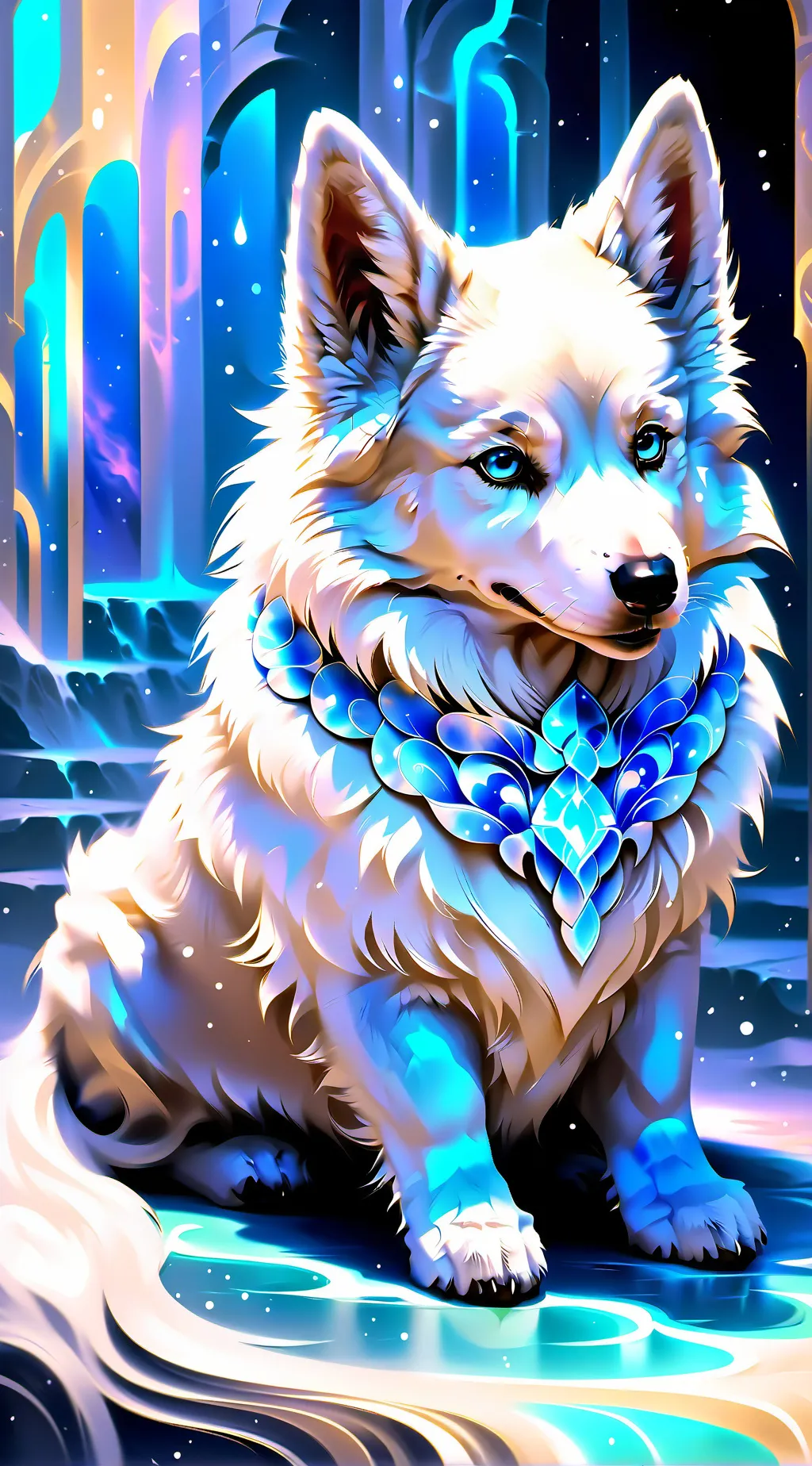 ai character: snowy background