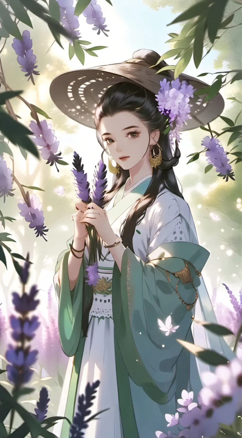 ai character: Vani lavender background