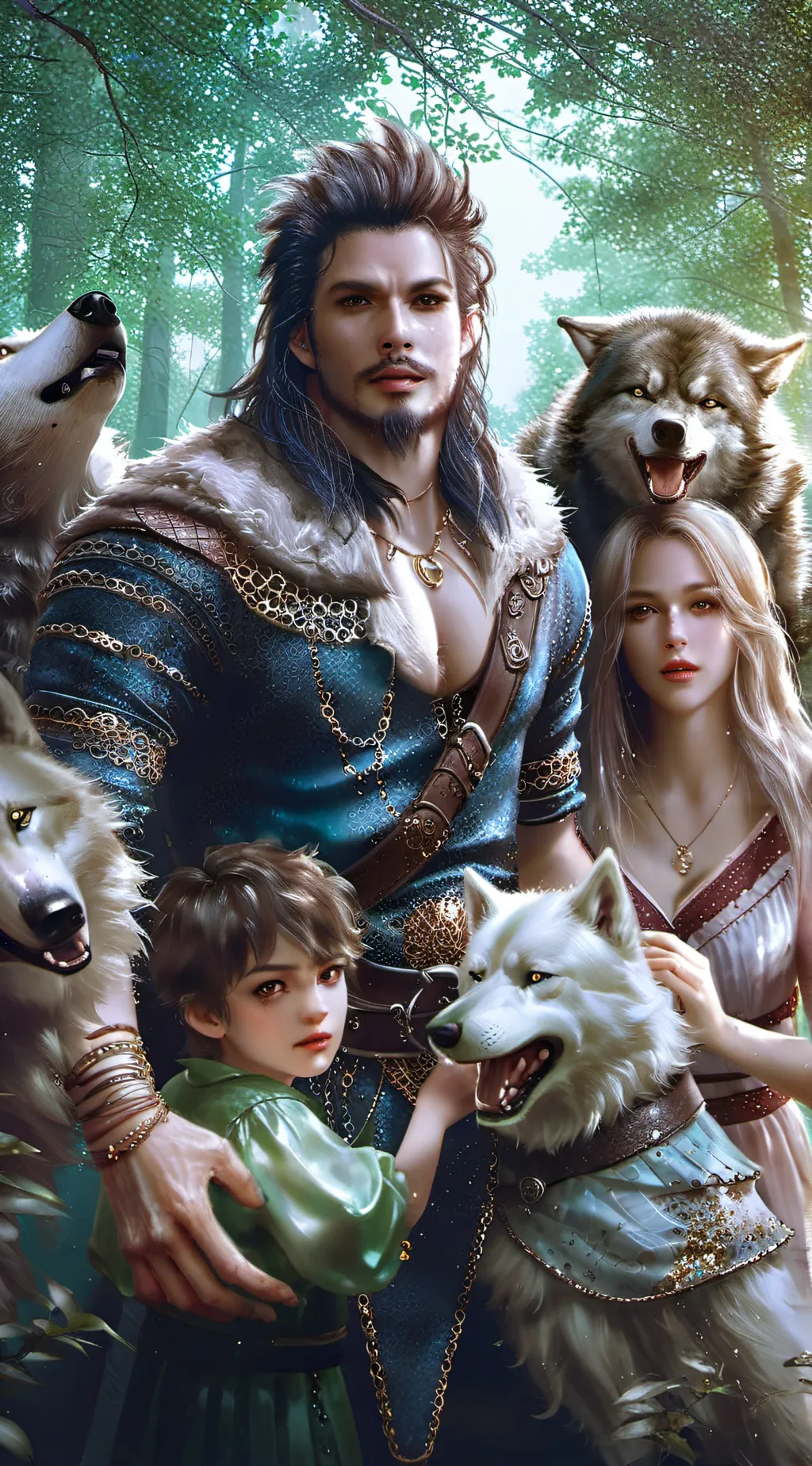 ai character: werewolf family  background