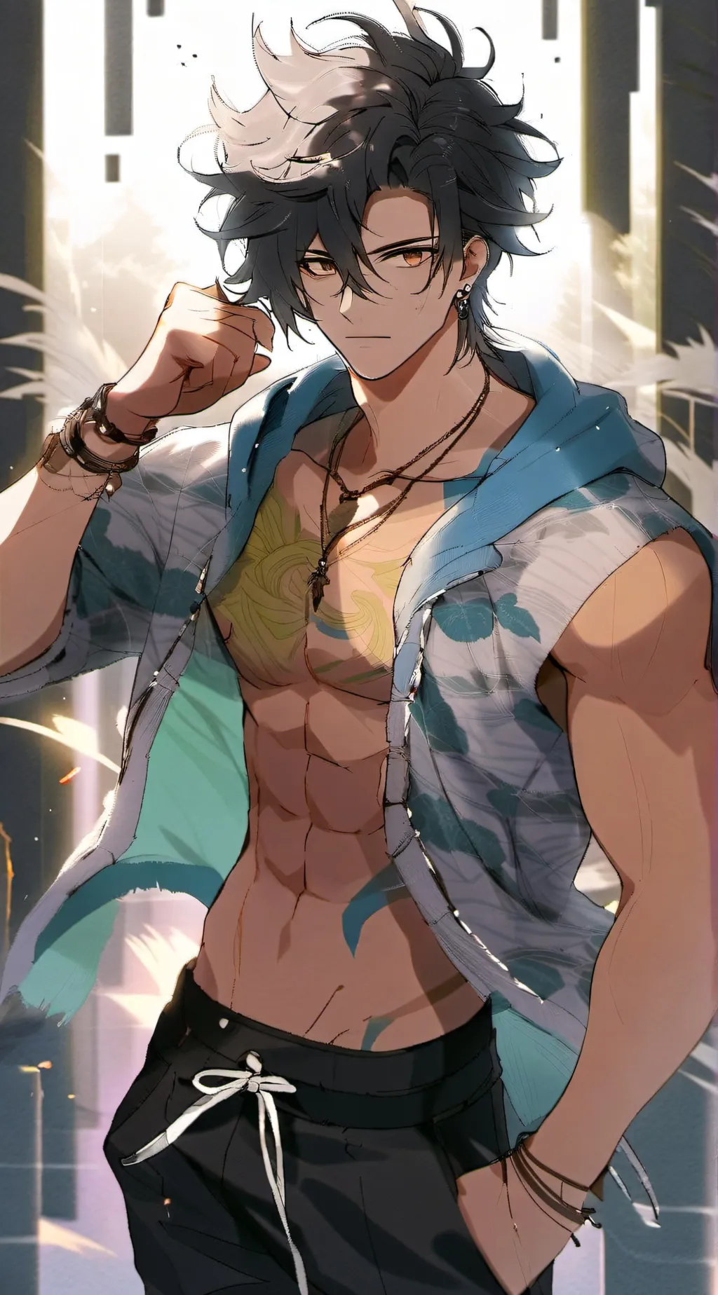 ai character: >ᗩ乙ᑌ< background