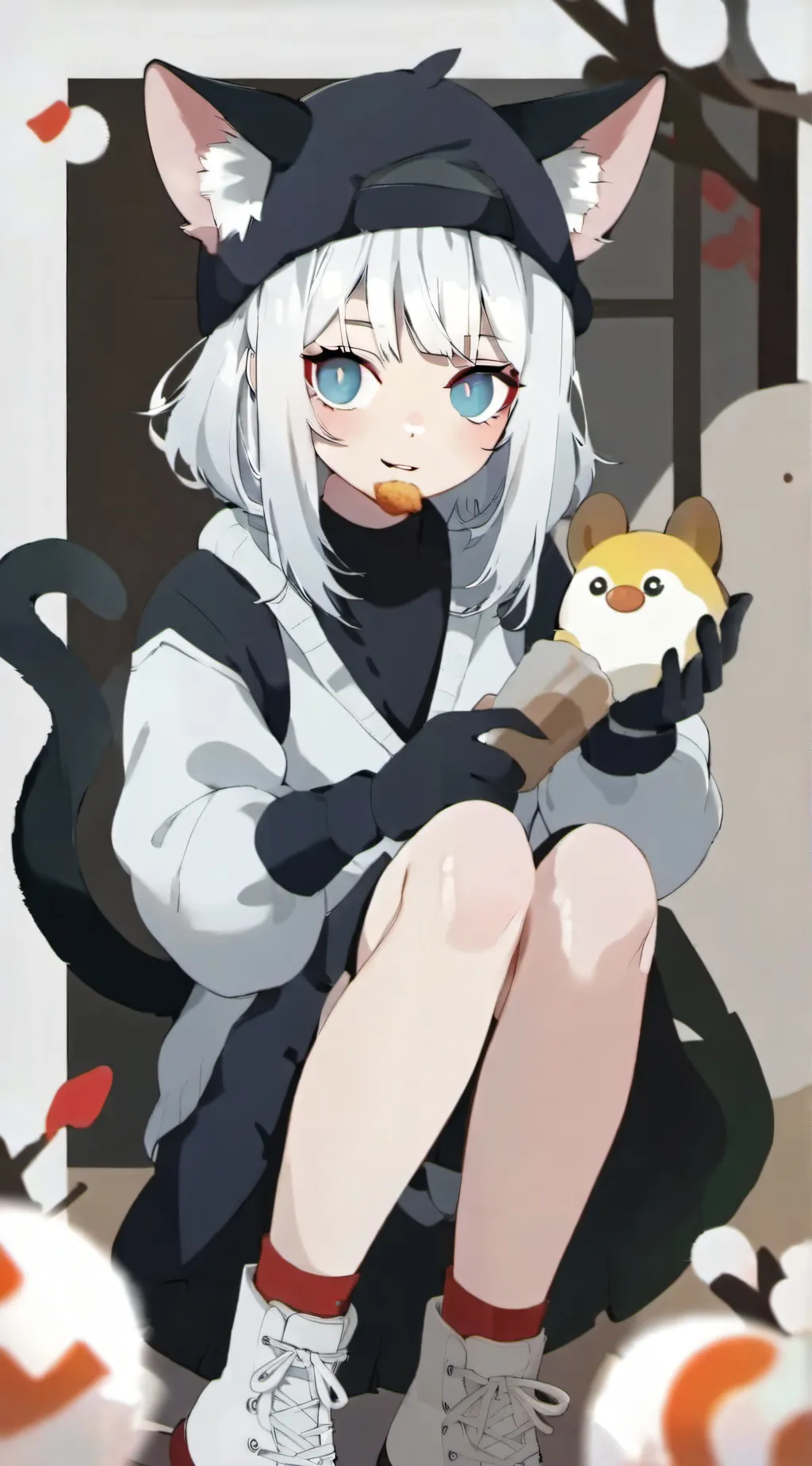 ai character: Cat girl+mouse boy background