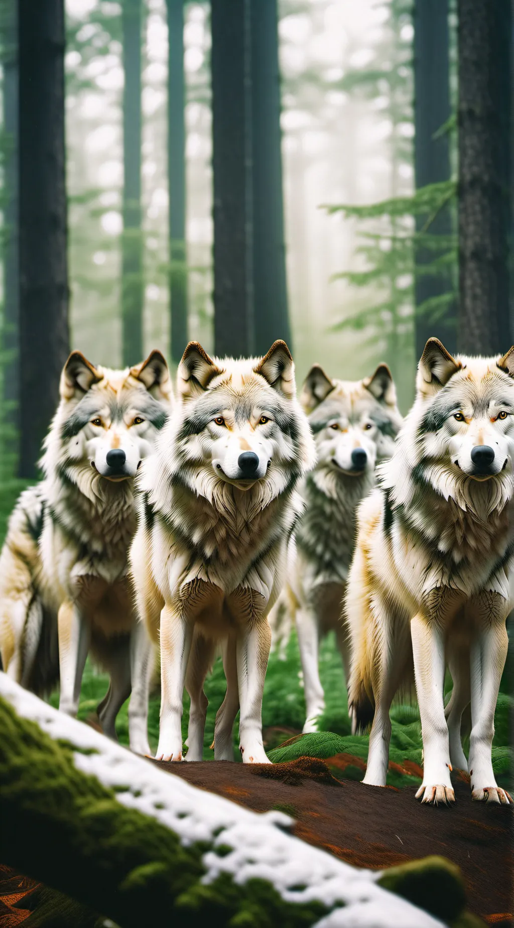ai character: 4 wolves  background