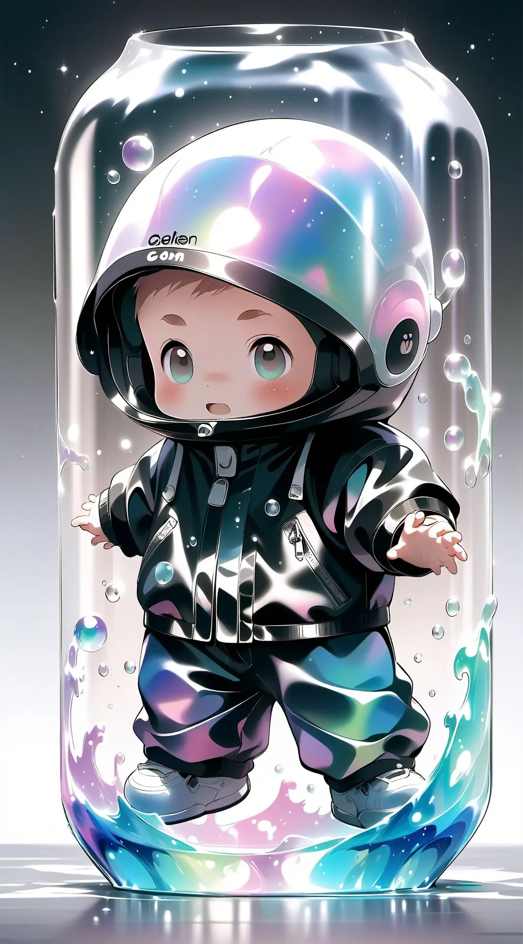 ai character: Baby astronaut  background