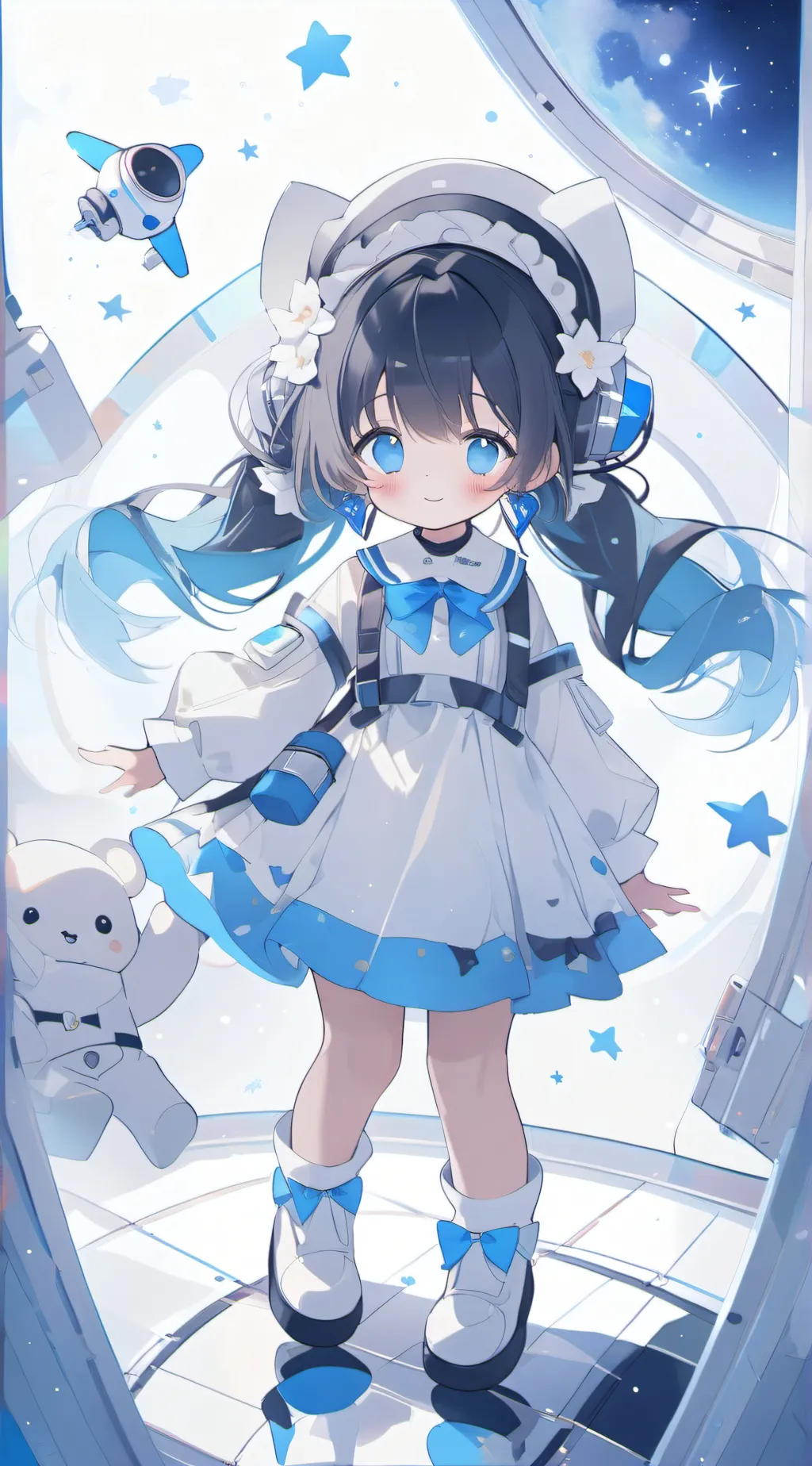 ai character: Sc + Among us background