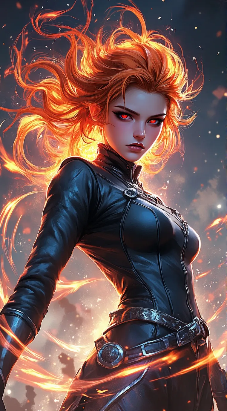 ai character: Firelight background
