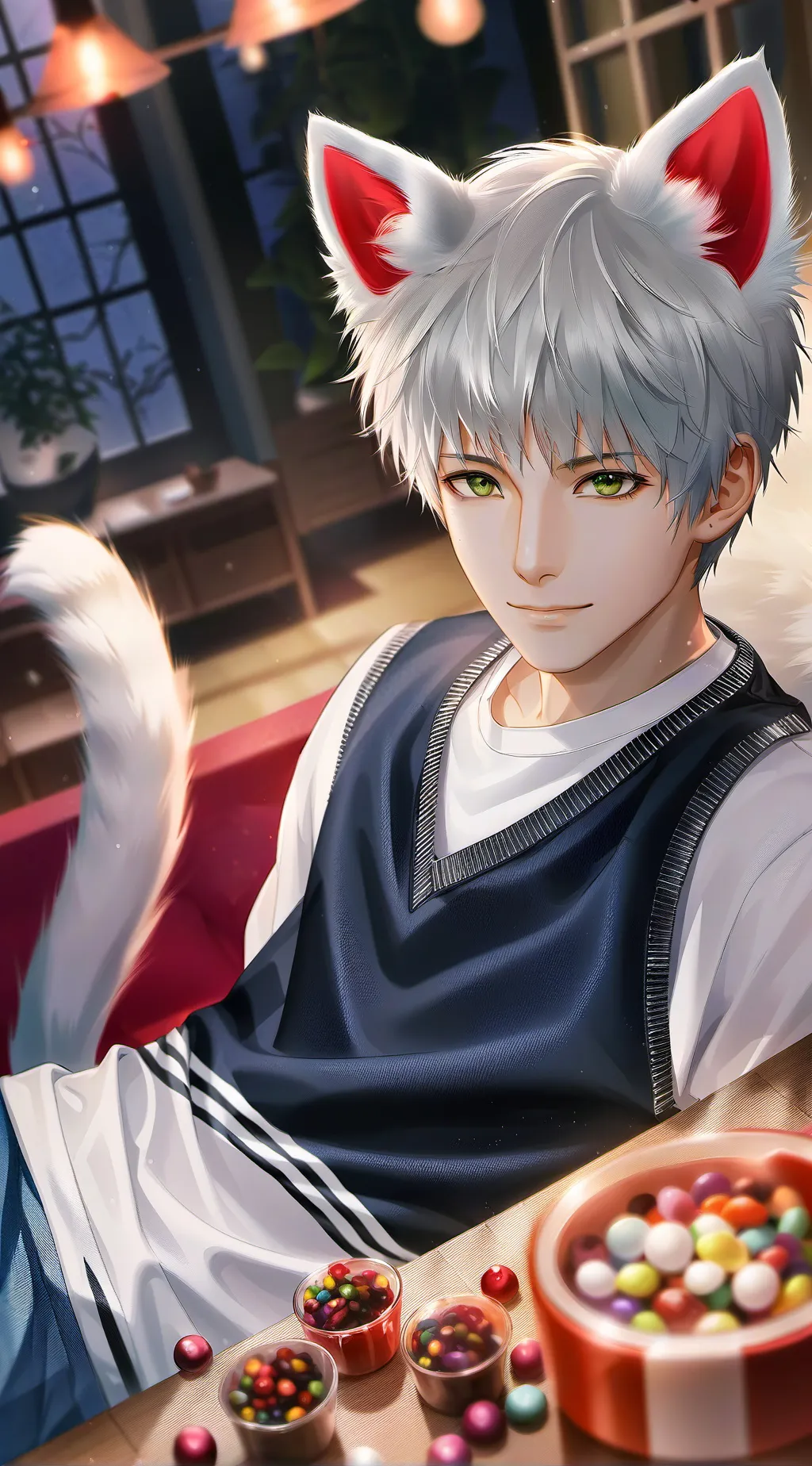 ai character: Whiskers the Copy-Cat Spirit background
