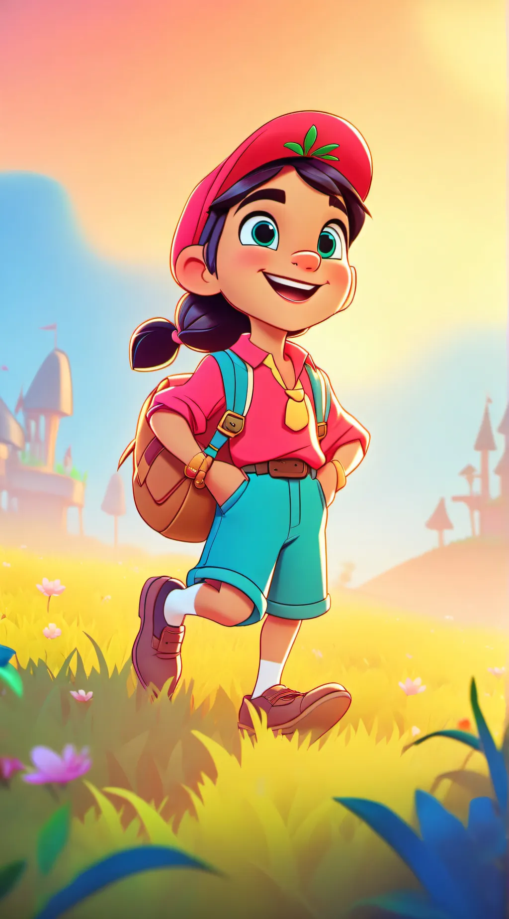 ai character: tuch some grass  background