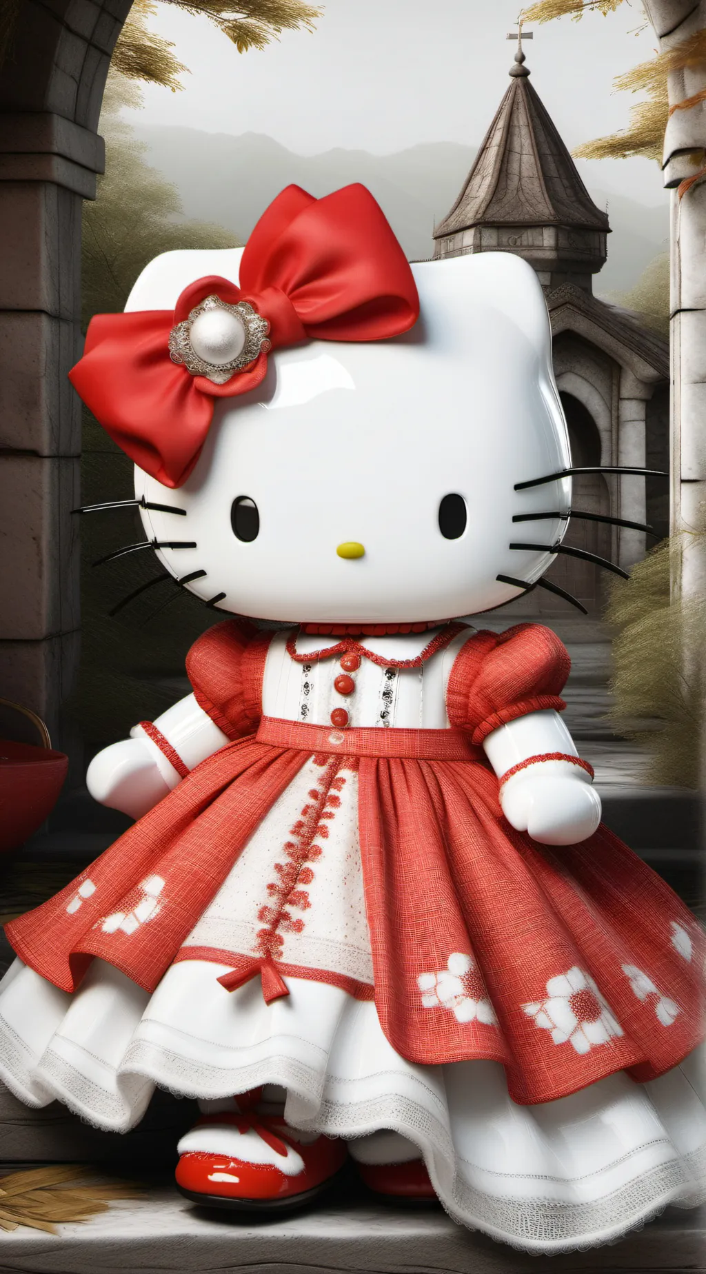 ai character: Hello kitty background