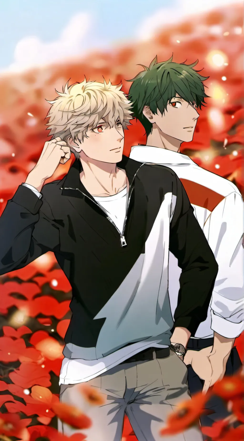 ai character: deku and bakugo  background