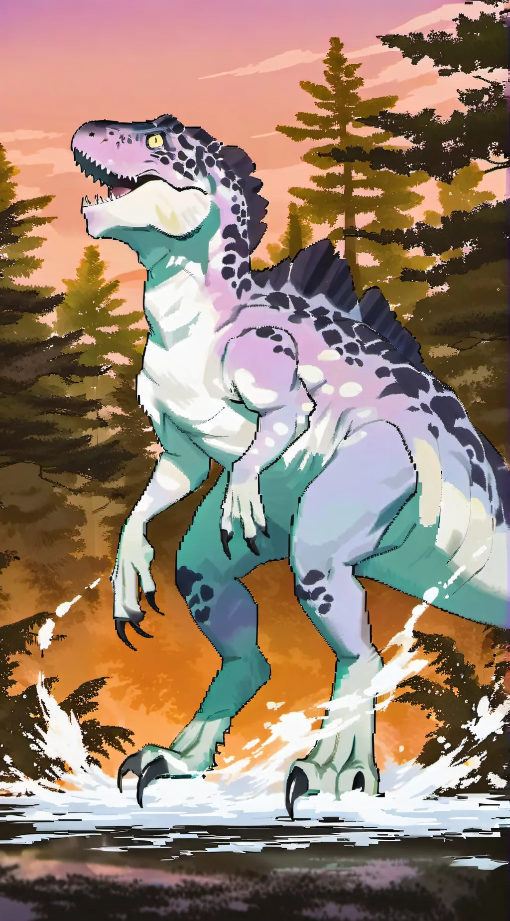 ai character: Violet the T-rex background