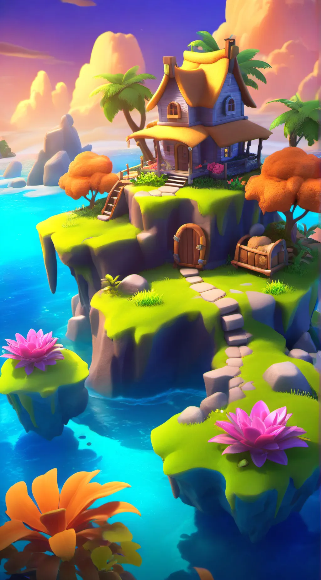 ai character: Water Island background