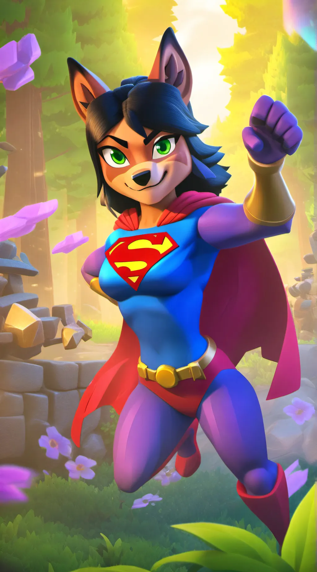 ai character: wolf girl background