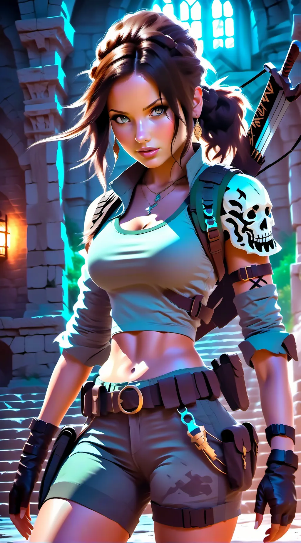 ai character: lara croft  background