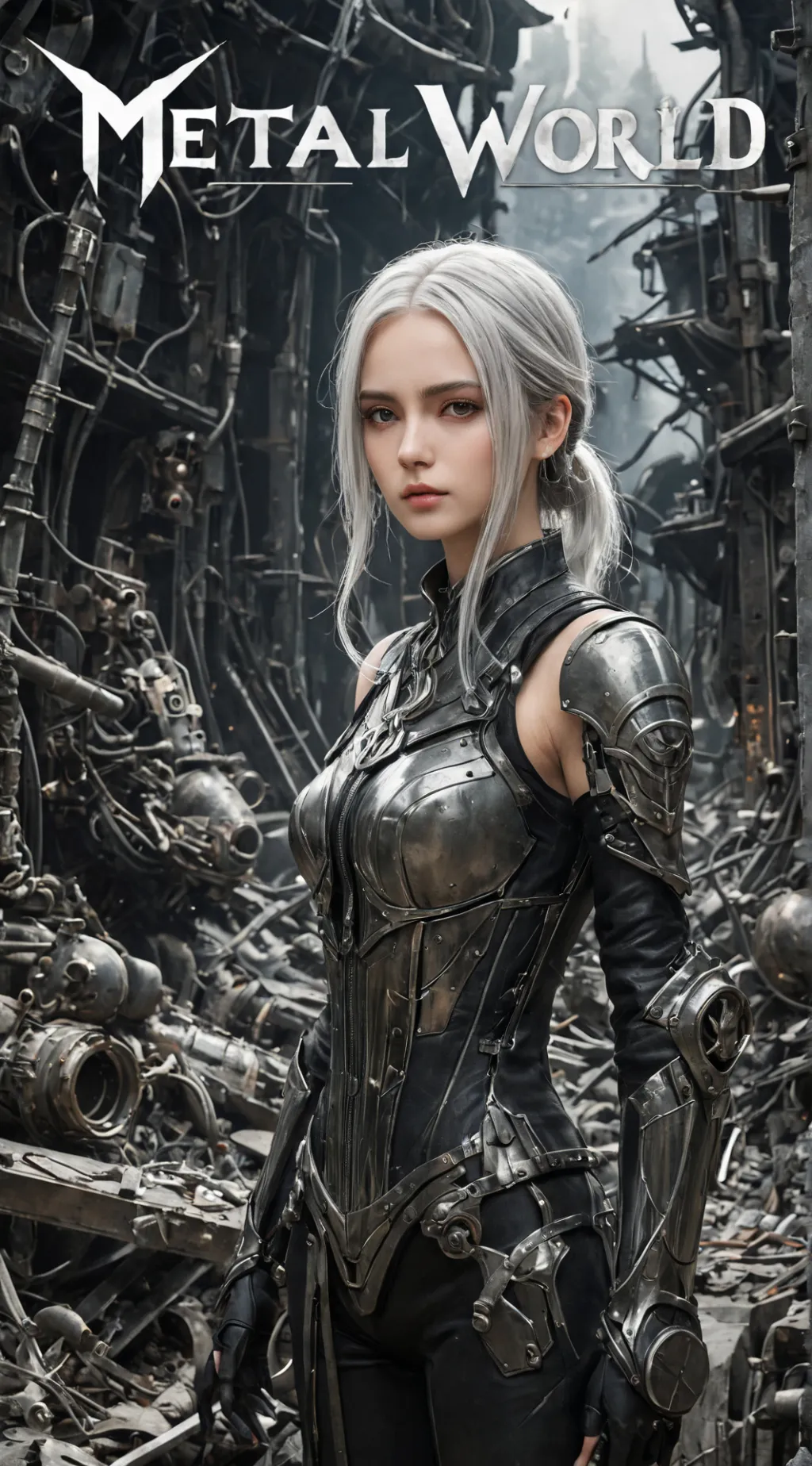 ai character: metal world background