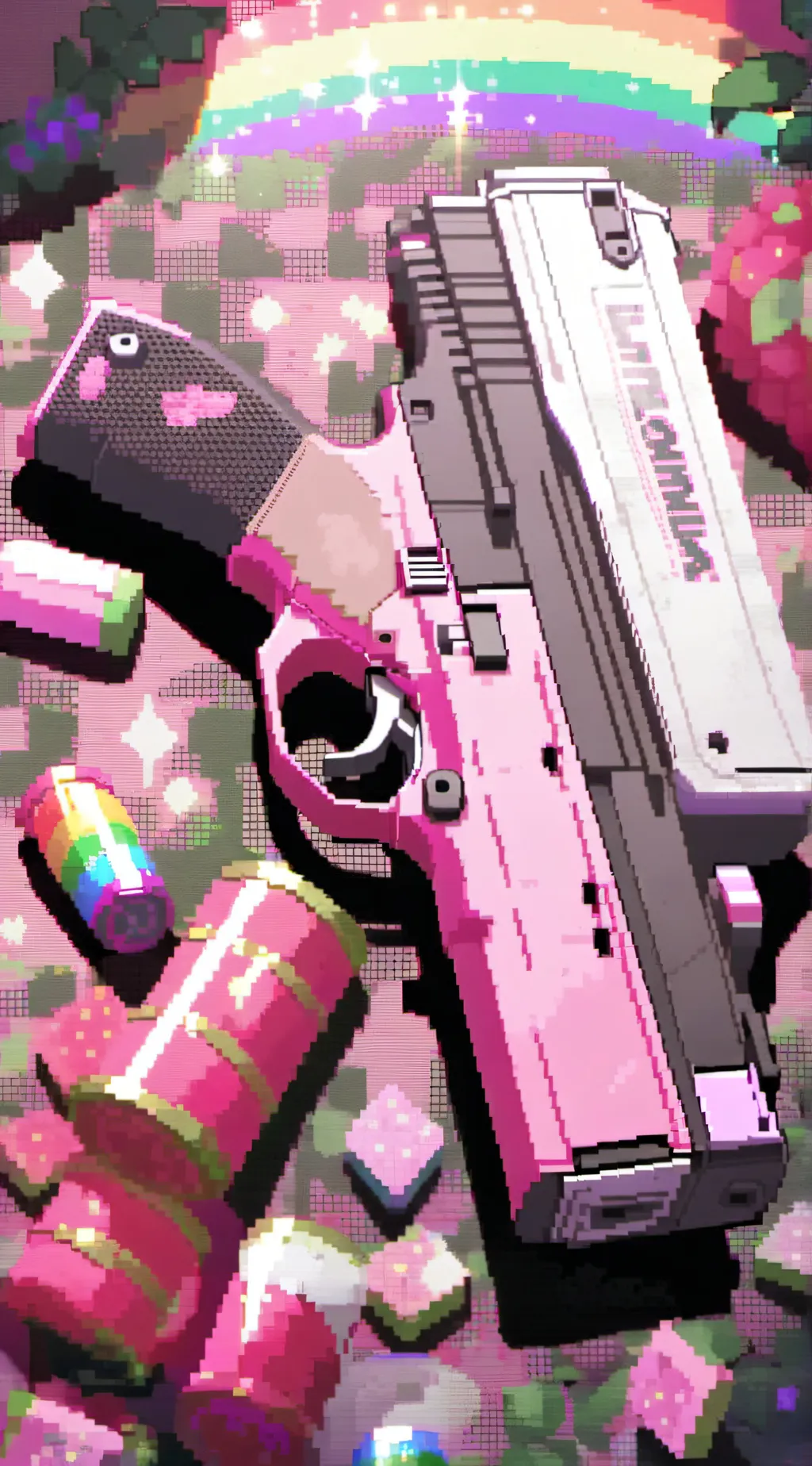 ai character: ‘Rainbow gun’  background