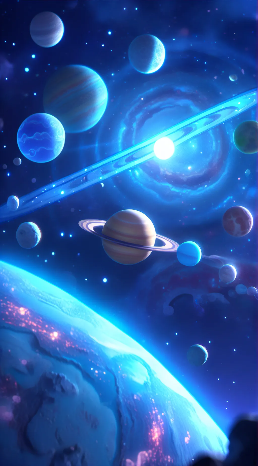ai character: solar system background