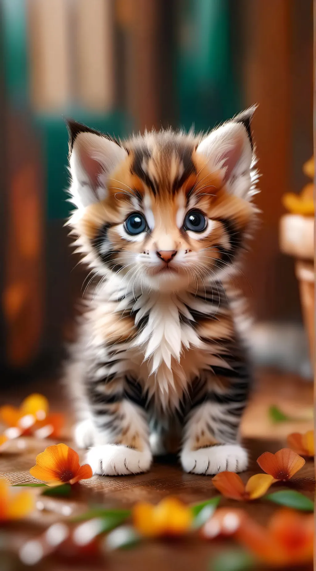ai character: A  happy kitty background