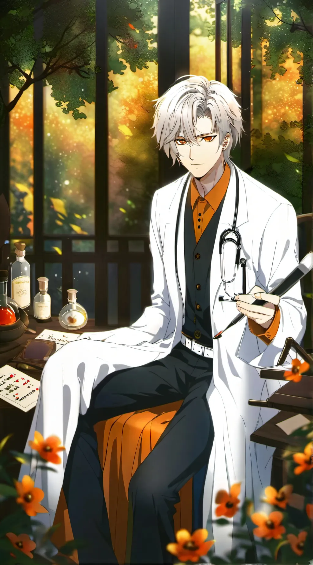 ai character: médecin Hiro background