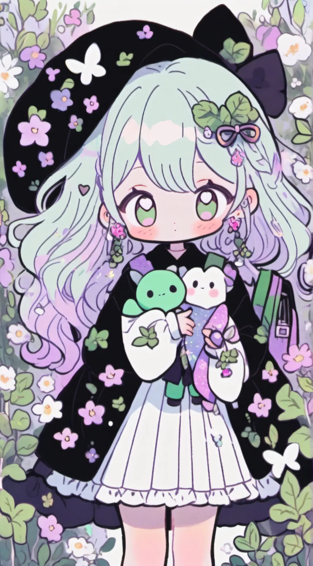 ai character: luna green  background