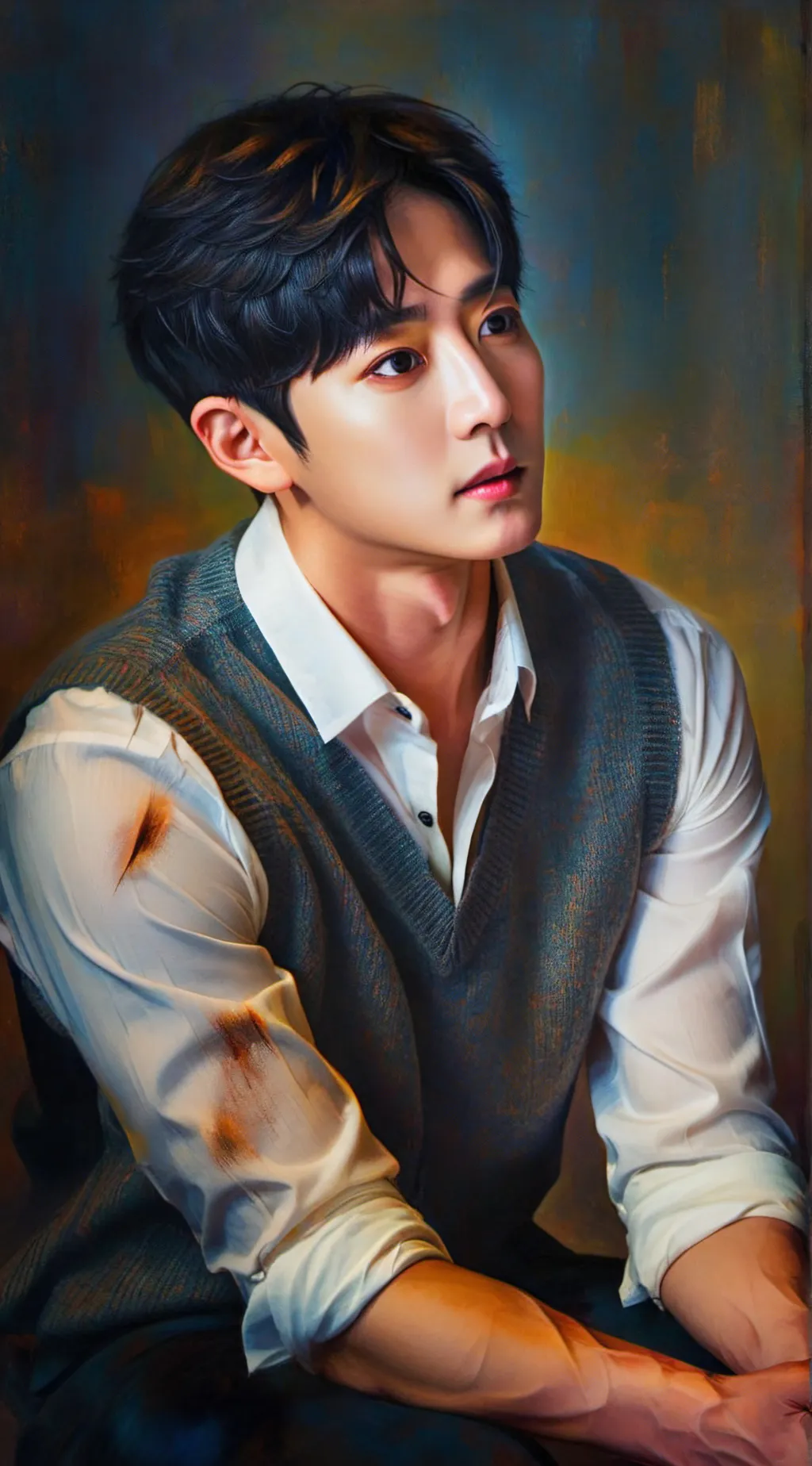 ai character: Xander Grey background