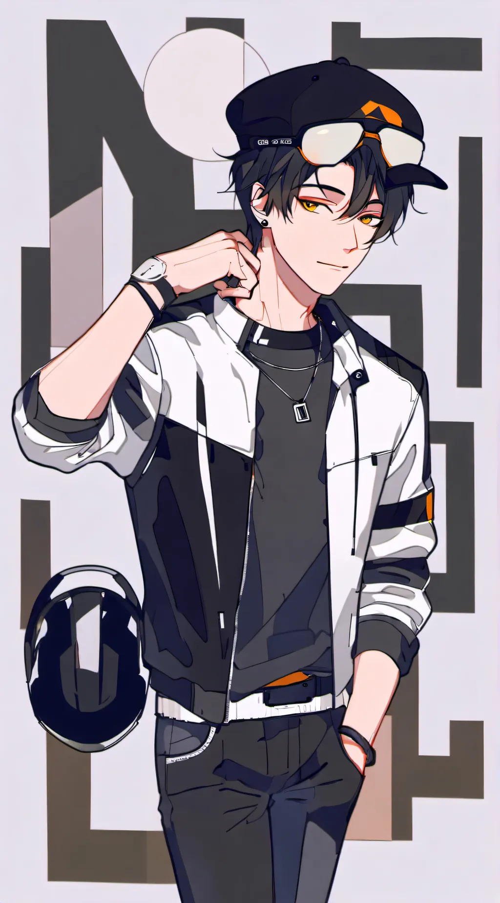 ai character: biker boy (🏳‍🌈)  background