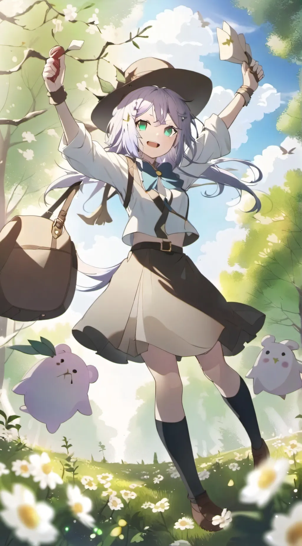 ai character: giant girl  background