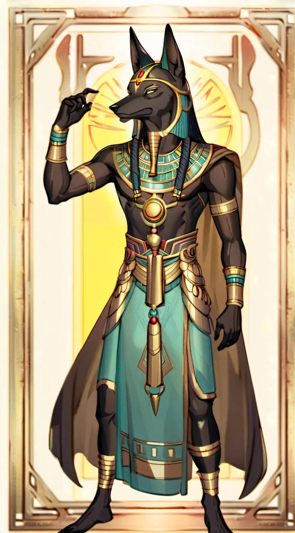 ai character: Anubis  background