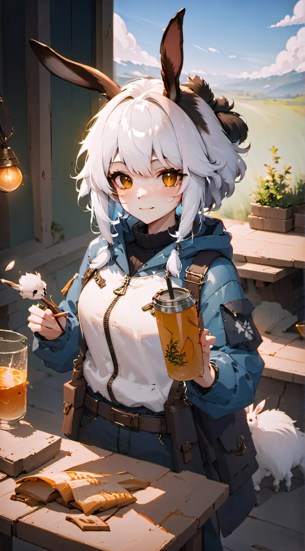 ai character:  Honey Bunny Goat background