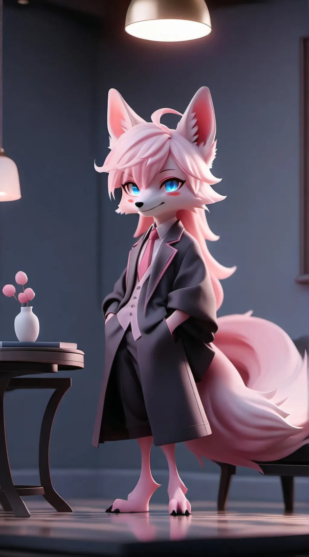ai character:  fuchsia background