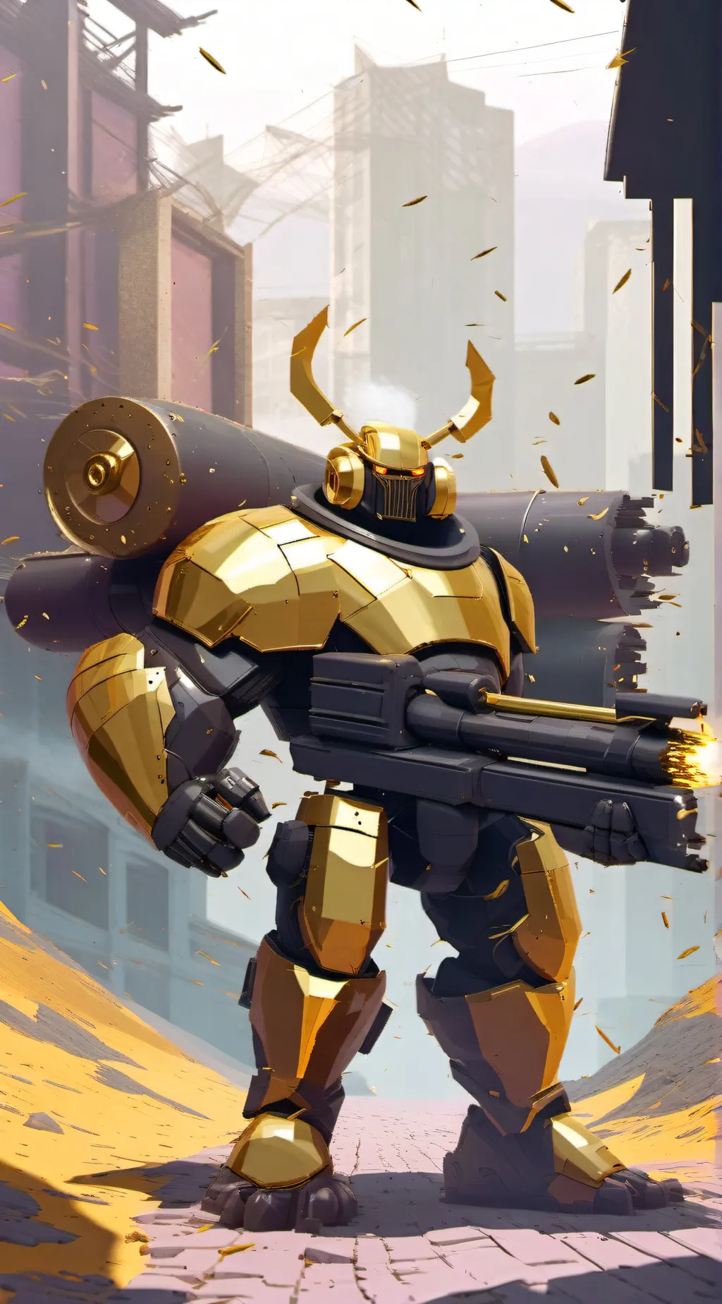 ai character: Golden juggernaut background
