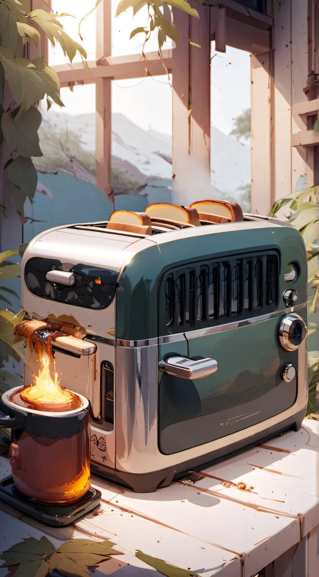 ai character: Toaster meme background