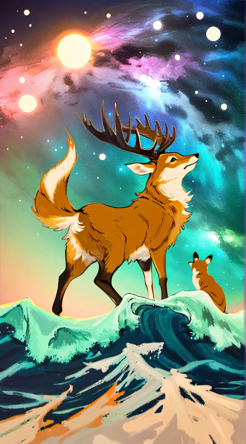 ai character: galaxy animals background