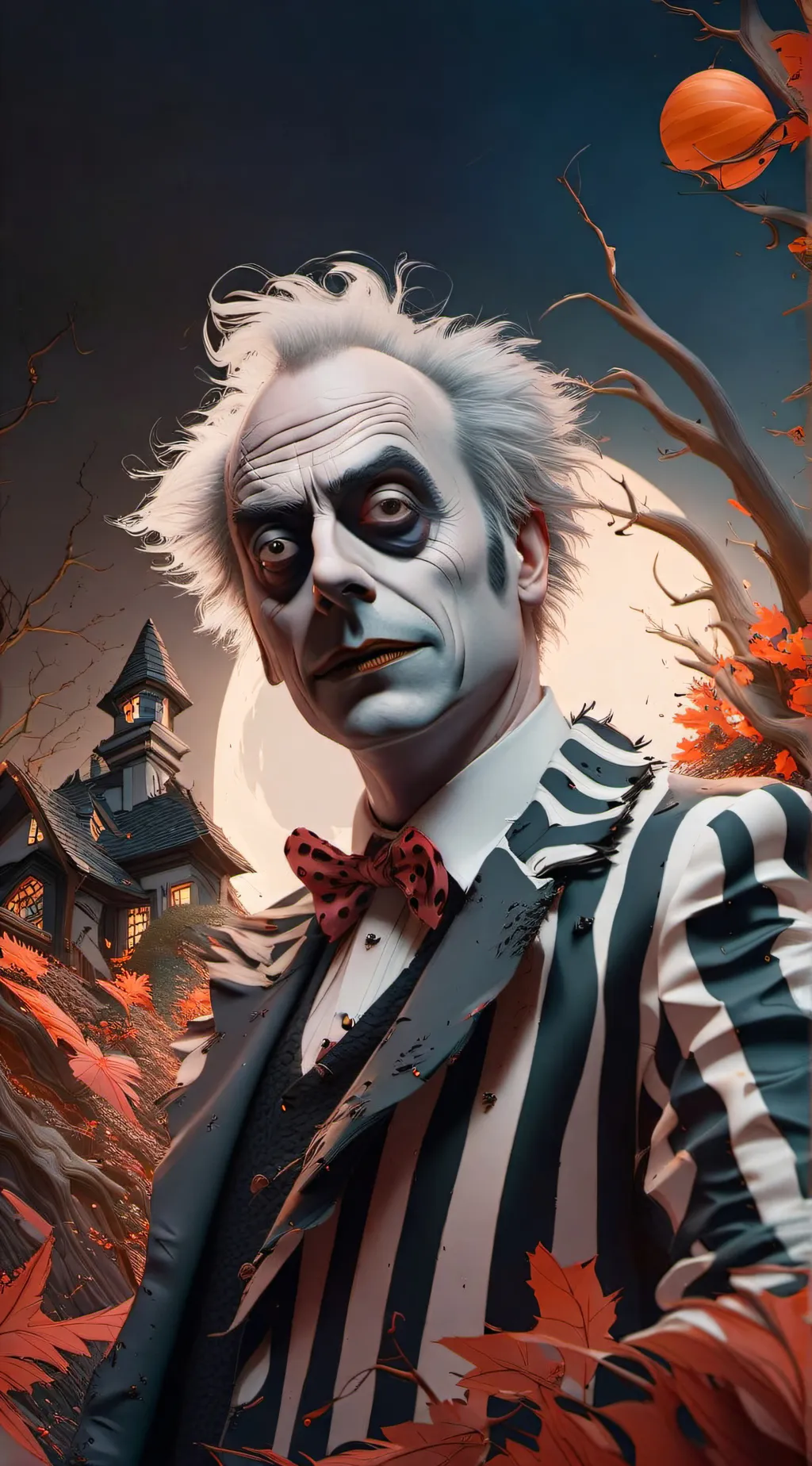 ai character: Beetlejuice  background