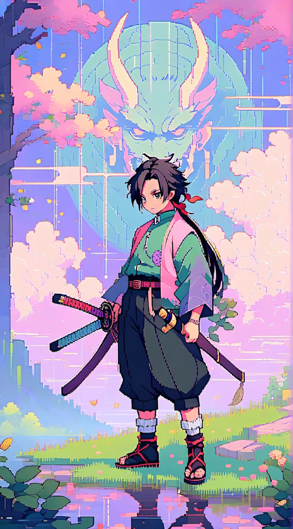 ai character: Tanjiro  background