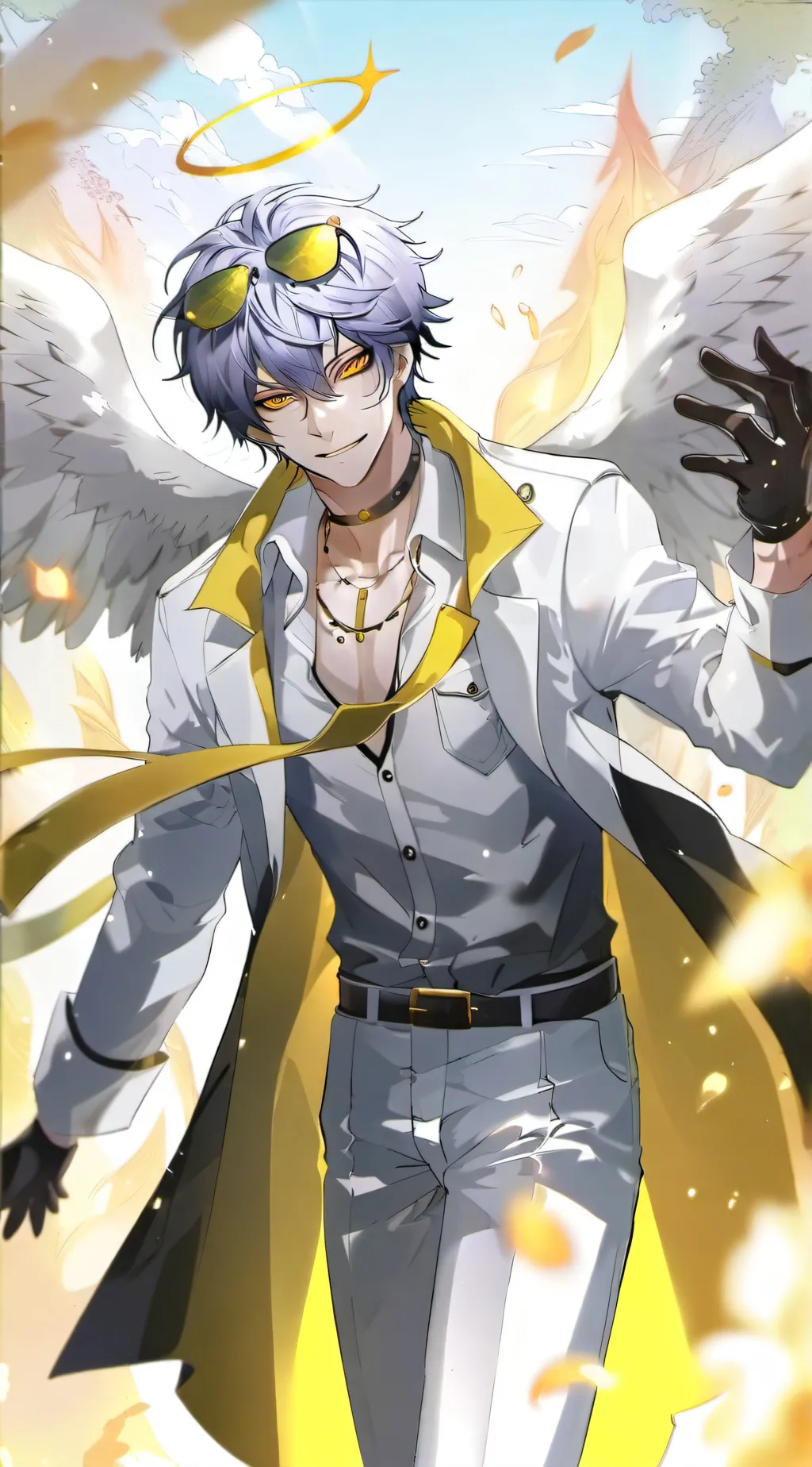 ai character: Albedo (angel) background