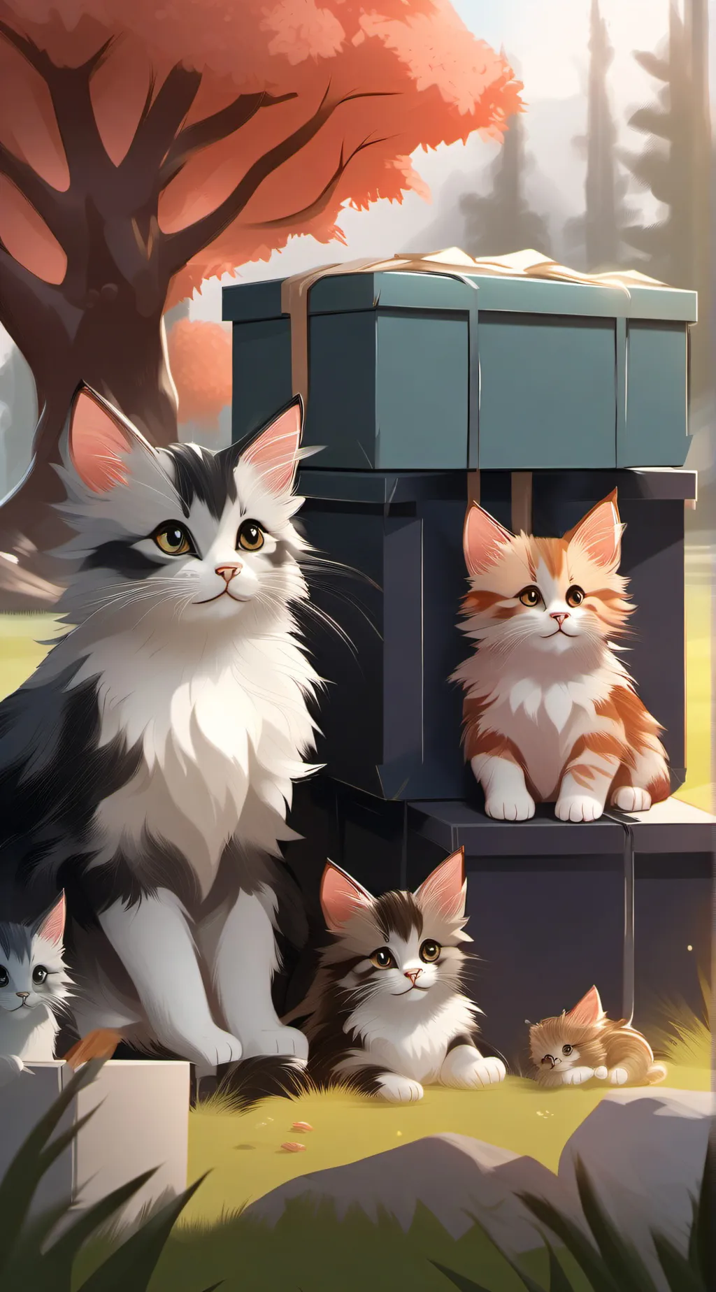 ai character: Nikki and kittens background