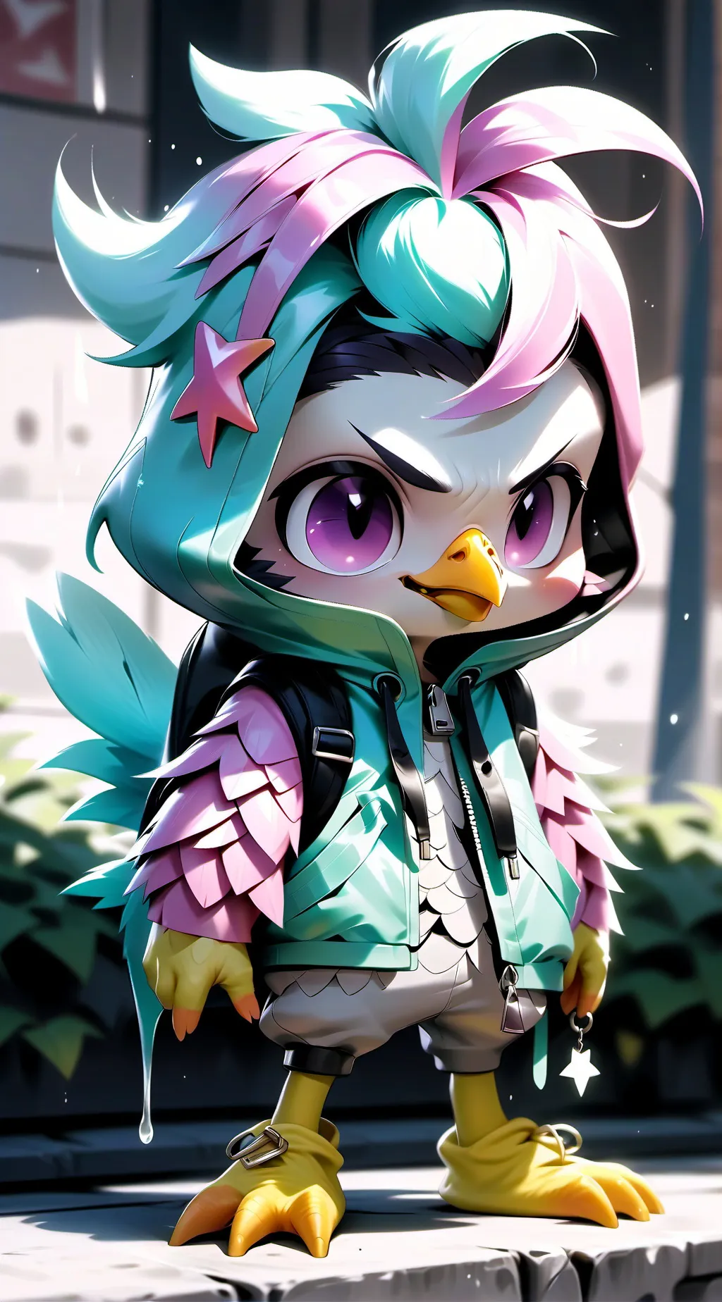 ai character: Wimphin chicken background