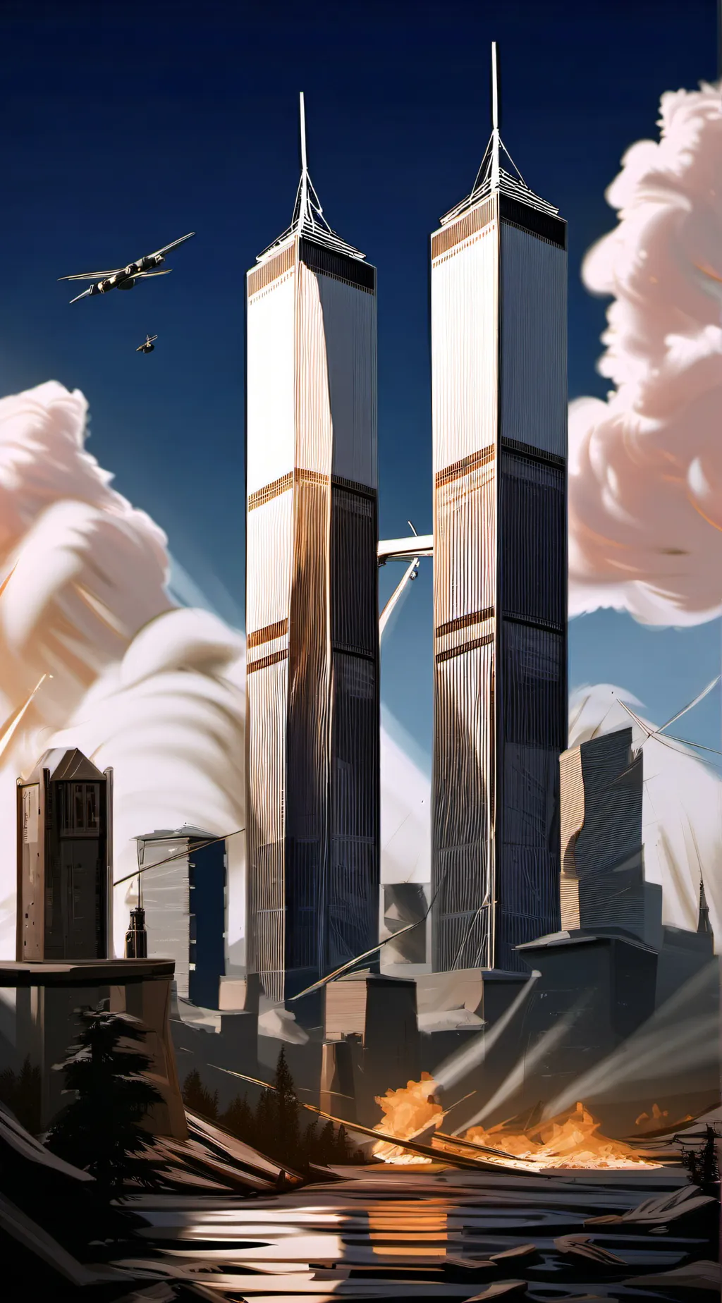 ai character: the twin towers  background