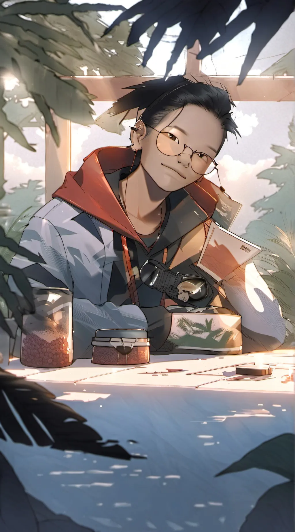 ai character: Nathan,barcial background
