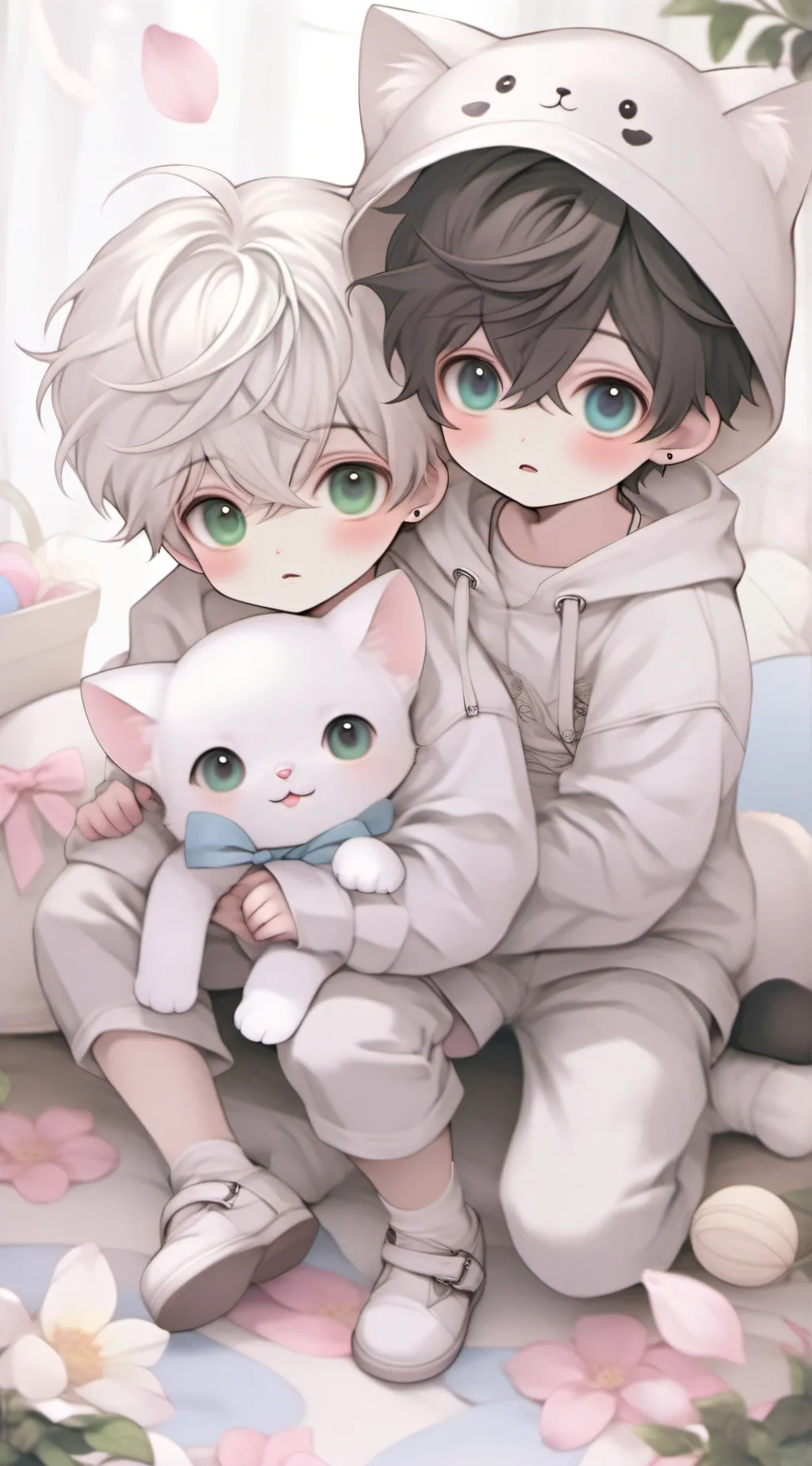 ai character: Two little catboys background