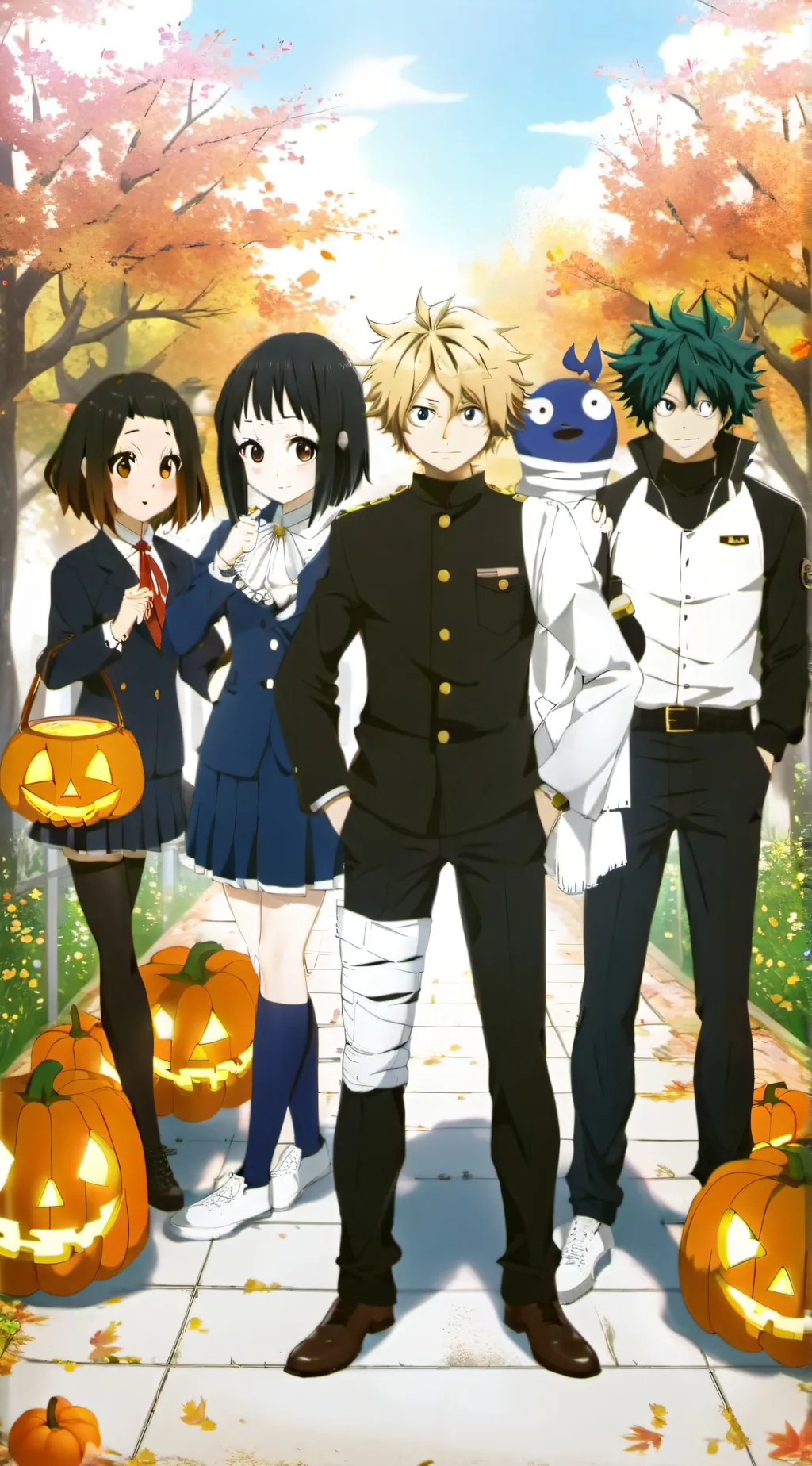 ai character: MHA Halloween background