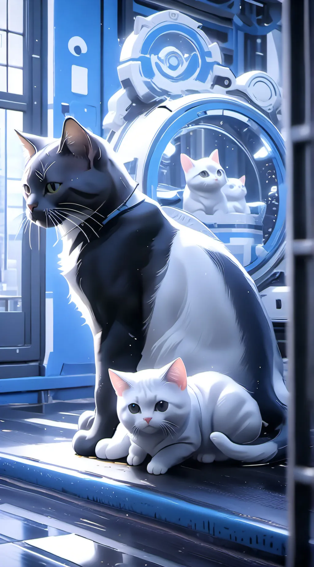 ai character: Cat factory  background