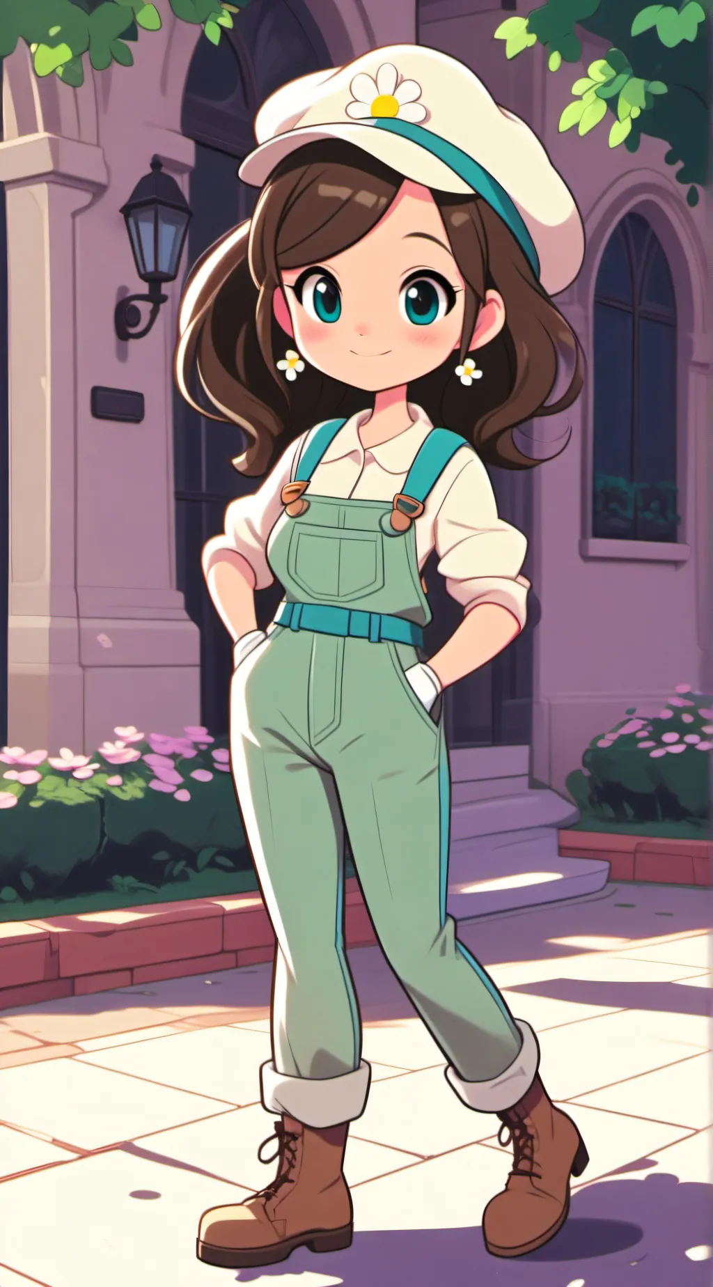 ai character: Luigiana.💚🩵 background