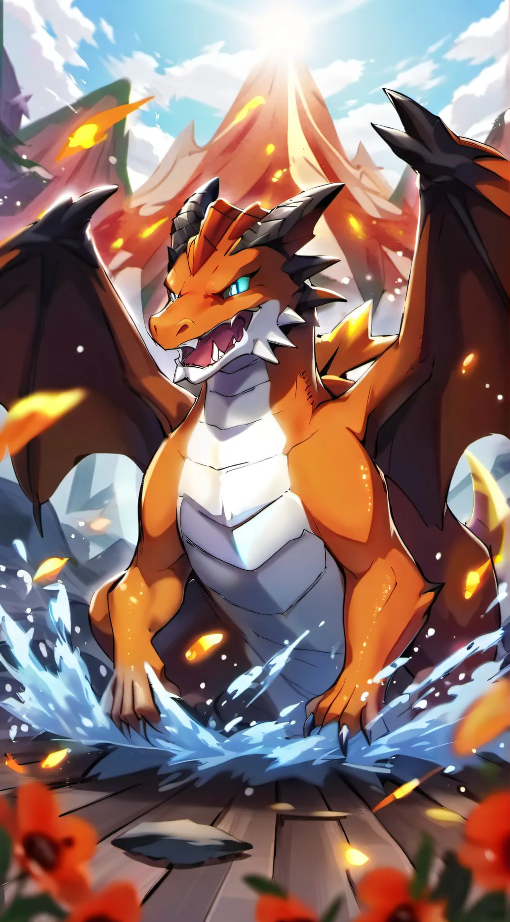 ai character: Charizard  background