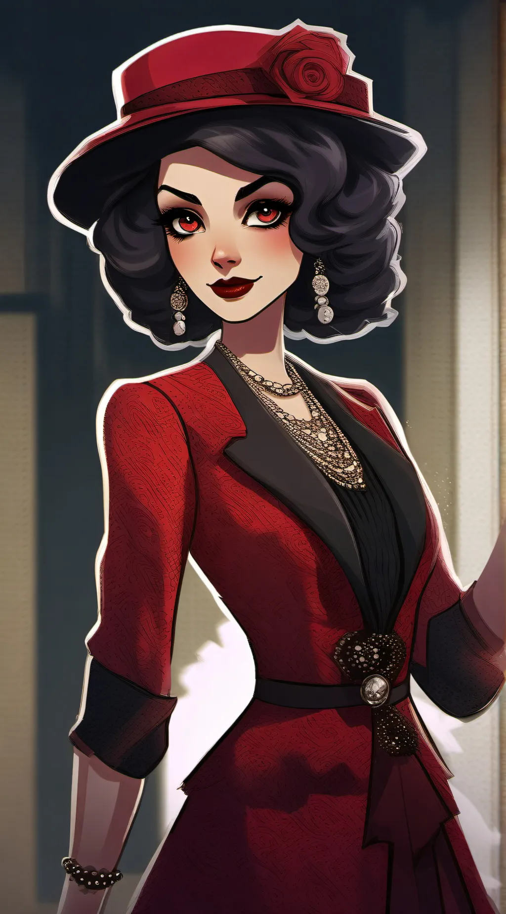 ai character: (fem Alastor)  background