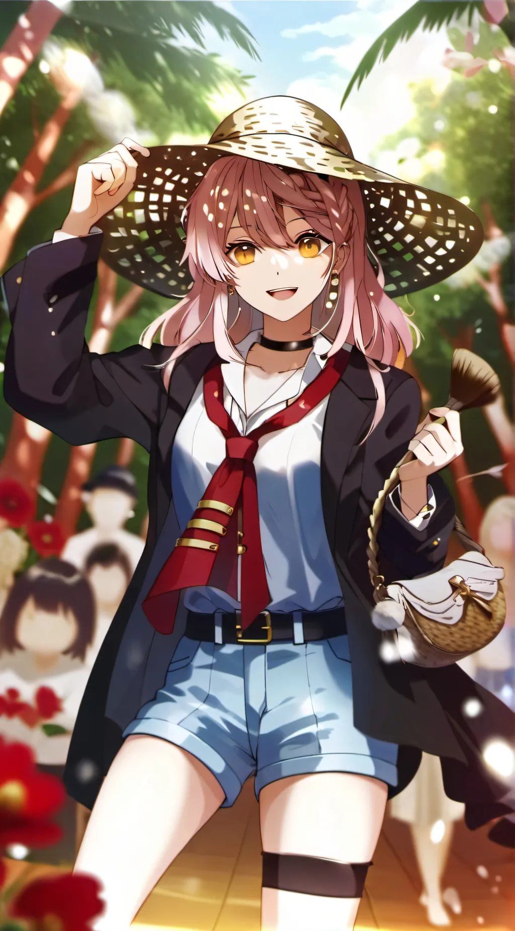ai character: strawhat camping background