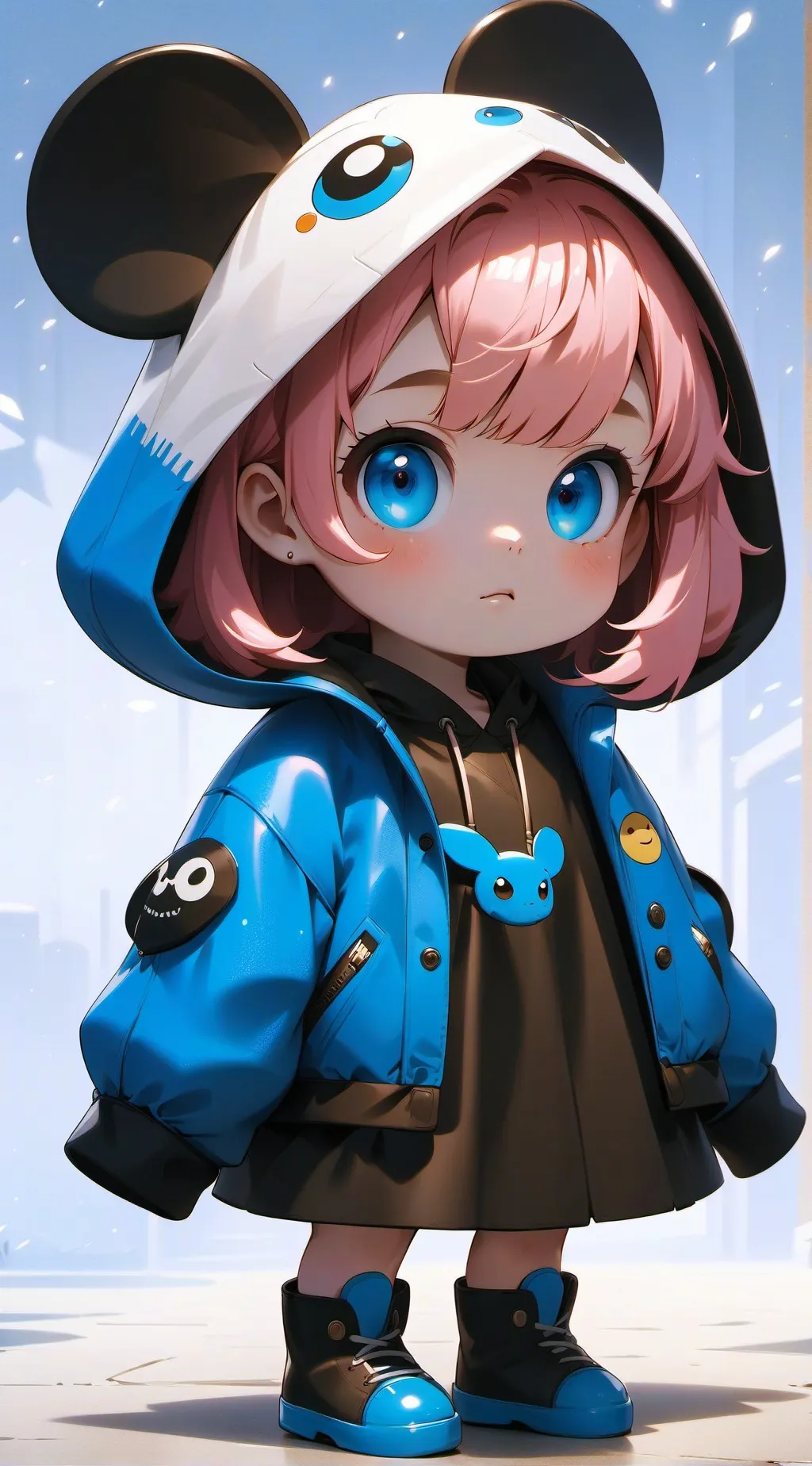 ai character: baby pink background