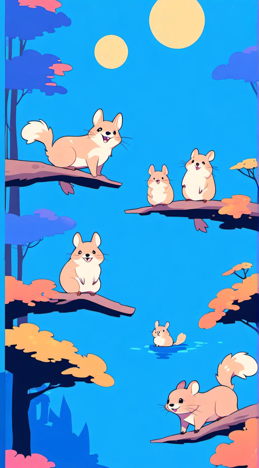 ai character: smiling critters  background