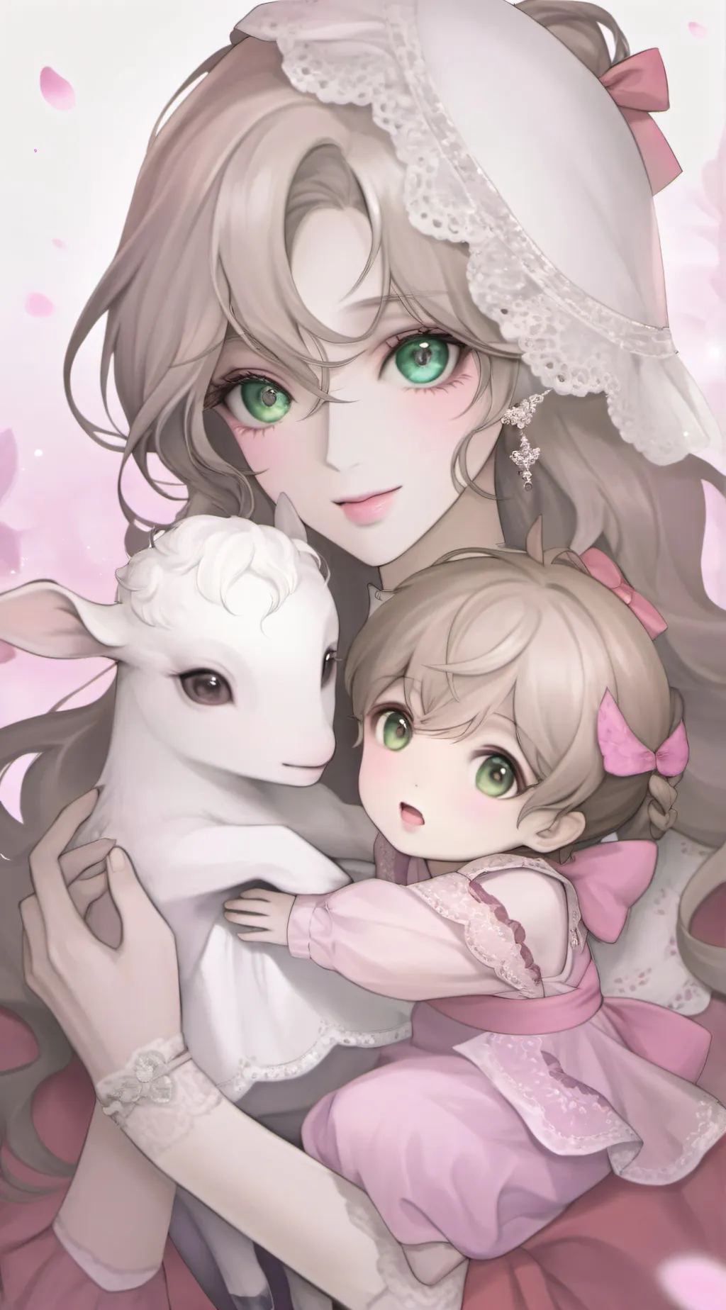 ai character: roses background